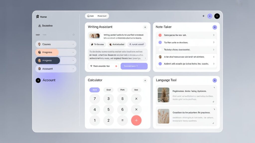 AI tools dashboard showing different educational apps helping students study efficiently.